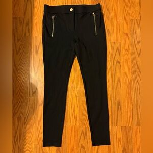 LOFT Ponte Black Leggings Pants with Gold Zippers, NWT, 6P